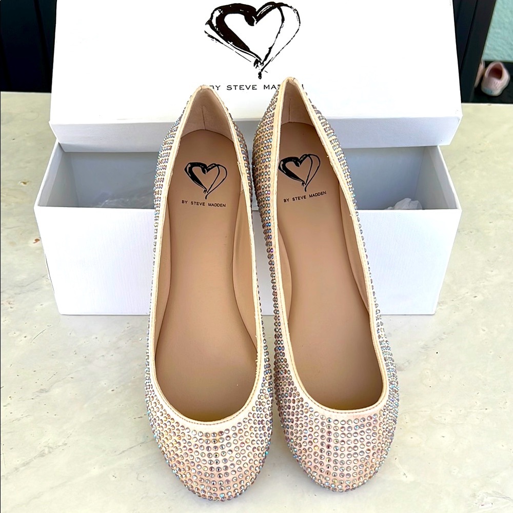 Steve Madden I-Dreemy Blush Women's Rhinestone Flats - Blush / Cream